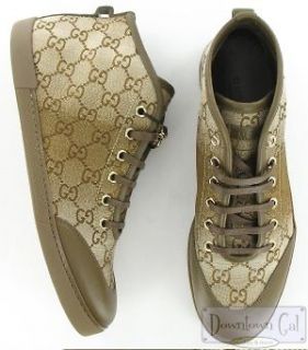 New Gucci Brown GG Logo Hi Top Sneakers Athletic Shoes 38 G 8 $495 