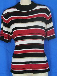   Barrow womens M red black tan white stripe stretch sweater BOGO c2
