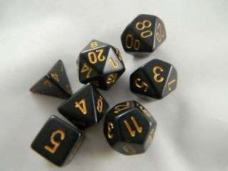 Dungeons and Dragons Dice Black w/ Gold #s D&D Dice