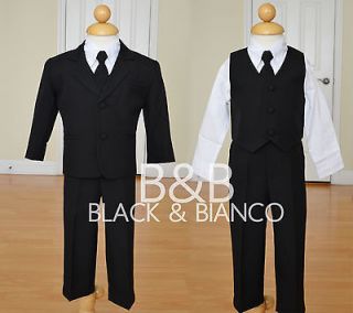 Boys Wedding Black Tuxedo Suit W/Tie Toddler Infants Size (0 24 Months 