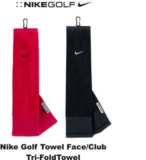   NIKE GOLF FACE/CLUB TRI FOLD TOWEL GOLF TOWEL BLACK OR RED GOLF GIFT