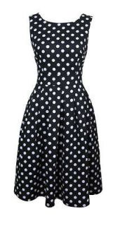 50s Style Black & White Polka Dot Day Dress Peggy Size 18 New