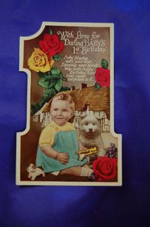 OLD Birthday Card boy Samoyed Spitz Eskimo pup dog TOY Sealyham Fox 