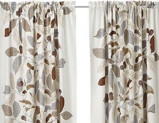 IKEA Stockholm Blad Beige Leaves Curtains Drapes 1 Pair 2 Panels Brown 