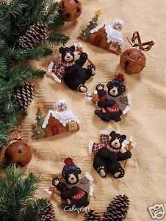 Bucilla Black Bear Bonfire ~ 6 pce. Felt Christmas Ornament Kit #85460 