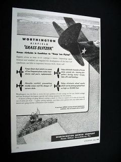Worthington Airfield Grass Blitzer 9 Gang Turf Mower 1943 Ad 