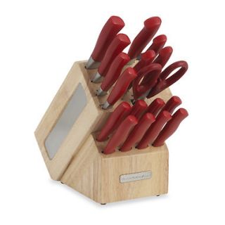 KitchenAid Derlin 18 Pc Forged Knife Block Set Red NEW