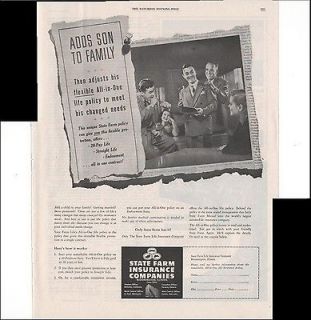 State Farm Insurance Adds Son To Family Home 1948 Vintage Antique 