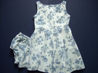Girls Olive Juice Blue Flowers Twirl Dress Sz 2 Church