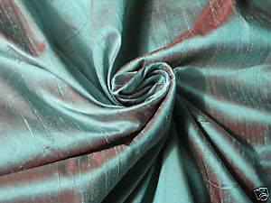 TIFFANY BLUE RED ORANGE 100% DUPIONI SILK FABRIC WHOLESALE BOLT ROLL 