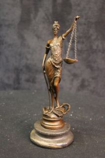 Blind Lady Of Justice Sword & Scales Lawyer Attorney Law Bronze Statue 