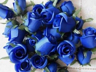 100X Silk Flower Head Blue Rose Artificial Silk Flower wholesale 