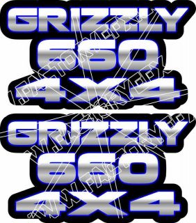 Grizzly 660 4x4 BLUE Gas Tank Graphics Decal Sticker Atv Quad plastic 