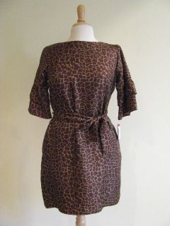 Molly B Designer Dress Silk Brown Tan Silk 10 NWT