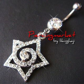   Dangle Belly Button Navel Rings Ring Bar body jewelry piercing Gem O82