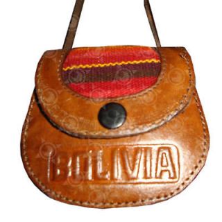 Shoulder Purse Coin Holder (Small)   Genuine Leather & Awayo   Bolivia