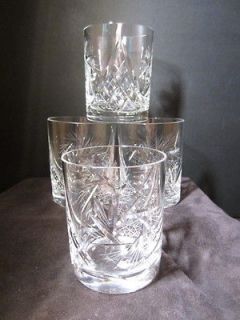   DOUBLE OLD FASHIONED TUMBLER GLASSES BOHEMIA CUT CRYSTAL PINWHEEL CANE