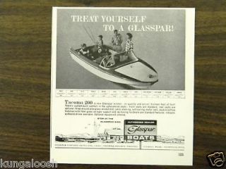 1963 GLASSPAR BOATS MODEL TACOMA 200 PHOTO AD