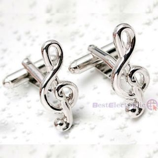 New Classic Men`s Wedding Party French Shirt Music Note Cufflinks Cuff 
