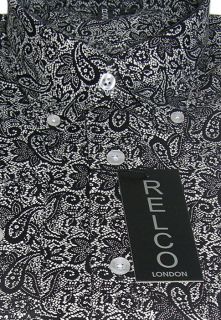 Black Paisley Pattern Mens Shirt   Classic Mod Vintage Design  Relco