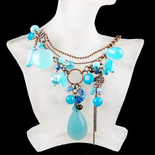   antique victorian style jewellery glass crystal choker blue necklace