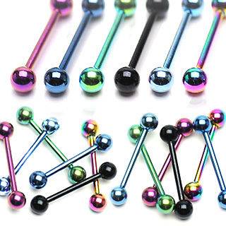   Titanium Anodized Tongue Rings Barbells Wholesale Body Jewelry Tounge