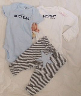 NWT 18 Mon Carters Bodysuits Pants Daddys Rockstar Baby Boy Blue Mommy 