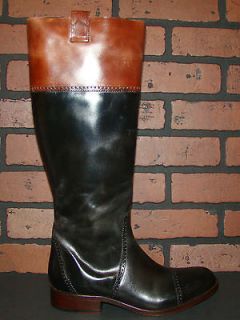   ONE HORSE LUCCHESE COLLARED ENGLISH Black Leather Riding Boots 8