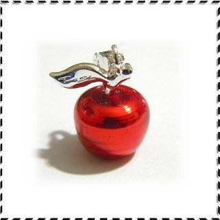   SILVER clip on charm 3D RED APPLE lobster clasp BRACELET CHARM