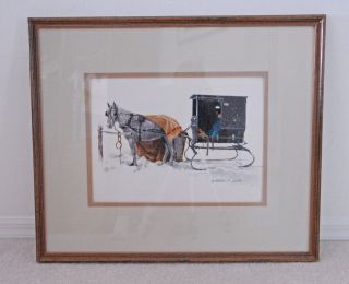 Florian K. Lawton CHANGING SEASON Watercolor ORIGINAL Amish Horse 