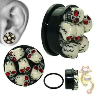   Plugs Red Eyes Tube Ear Gauge Body Jewelry Tunnel Ear UV Gothic Screw