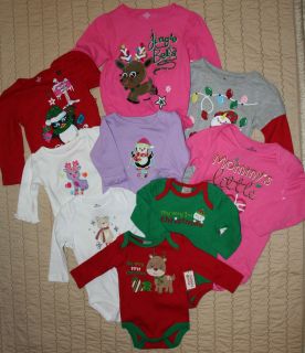 NWT So Cute Christmas Shirts / Bodysuits Baby 0 3 3 6 months 12 18 