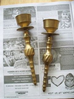 vINTAGE BRASS CANDLE HOLDERS CANDLESTICKS GOTHIC VICTORIAN PROP ALTER 