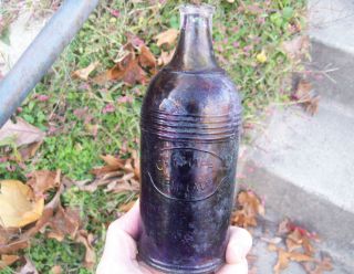   KNAPP PHILLY RARE MASTER INK BOTTLE CLEAR, BUT PURPLE INK STAIN INSIDE