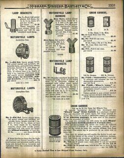 1918 AD Acetylene Gas Motorcycle Lamps Old Sol Brackets Lamp Burners