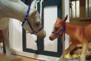   BLUE Mare & Foal halter set   fit Breyer LEFIRE newborn foal & mare