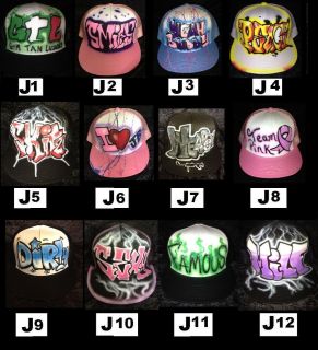   graffiti spray painted hats with your name Brianna kelly gang evil omg