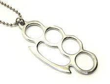 Silver Brass Knuckle Duster Chain Necklace