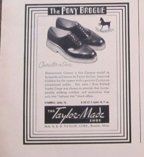 Pony Brogue Shoe by E.E. Taylor CoBoston MA Sept 1938, B&W,Vintage 