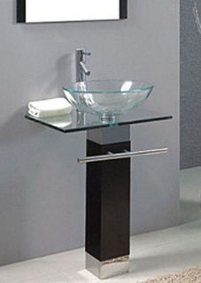   Bathroom vanities pedestal glass bowl vessel Sink combo w faucet set