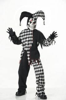 Scary Bloody Evil Jester Clown Boys Children Costume
