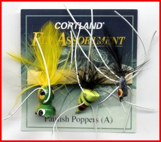 Cortland Small Panfish Poppers 3 Assorted Rubber Leg Fly Fishing Flies 