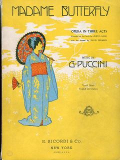 Madama Butterfly Puccini Piano Vocal Score Opera Ricordi