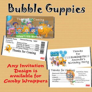 Bubble Guppies Birthday Candy Wrappers 20 each Personalized Custom 