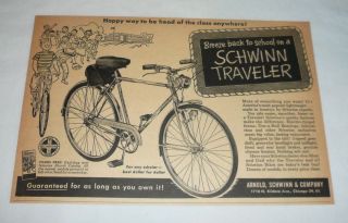1953 Schwinn TRAVELER bicycle ad ~ Breeze Back To School