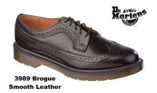   Martens Airwair 3989 Premium Black Smooth Leather Brogue Formal Shoes