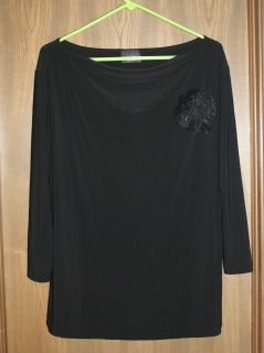 BRITTANY BLACK WOMAN 3/4 SLEEVE KNIT TOP SIZE 2X