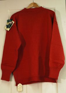   Traditional Guernsey Sweater British Wool Breton Red Unisex