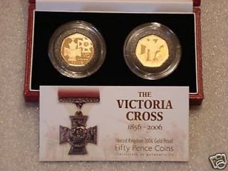 2006 ROYAL MINT VICTORIA CROSS 50p FIFTY PENCE GOLD PROOF 2 COIN SET 
