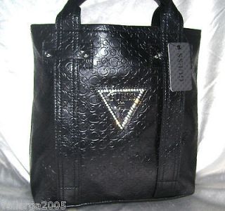 NWT Guess Bright Candy Black Colored Signature Tote Handbag